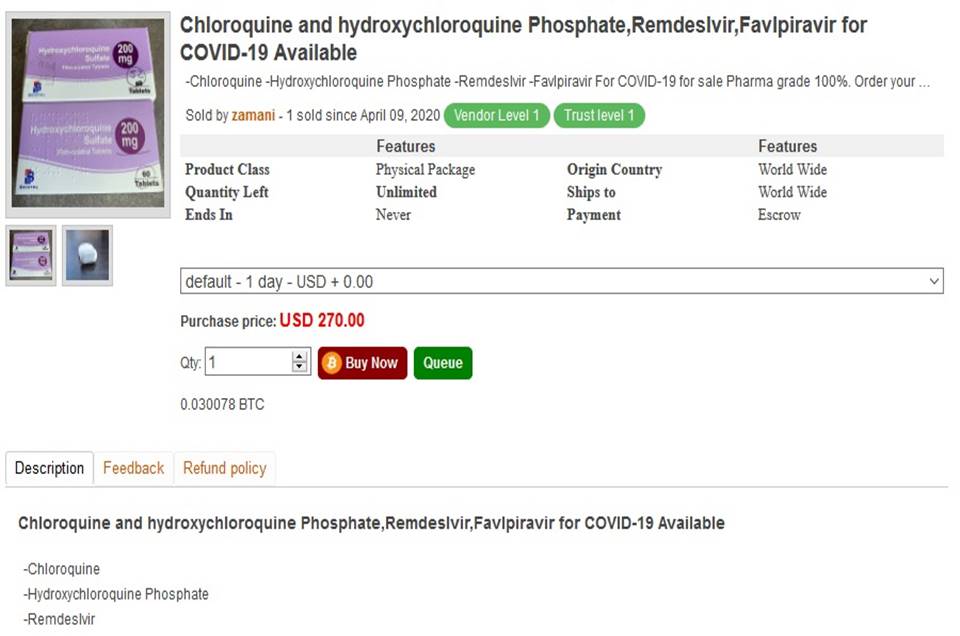 Medicamentos e testes para Covid-19 são vendidos livremente na dark web